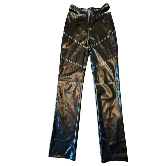 I.AM.GIA Paris Pants Black Vinyl Cutout Trousers Size M 796W - Picture 14 of 14
